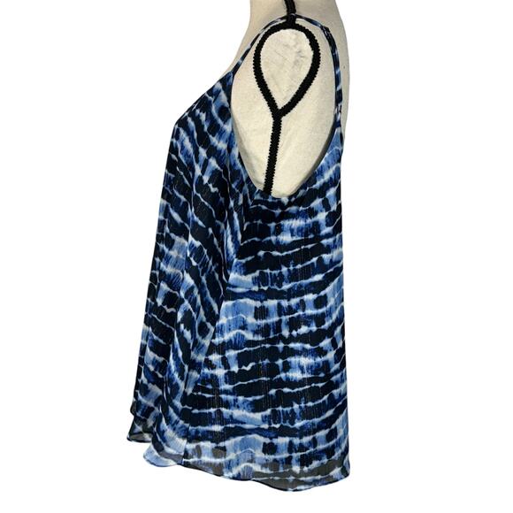 Torrid SZ 00 (Medium) Top Abstract Lined Spaghetti Straps V-Neck Flowy Blue - Picture 7 of 10